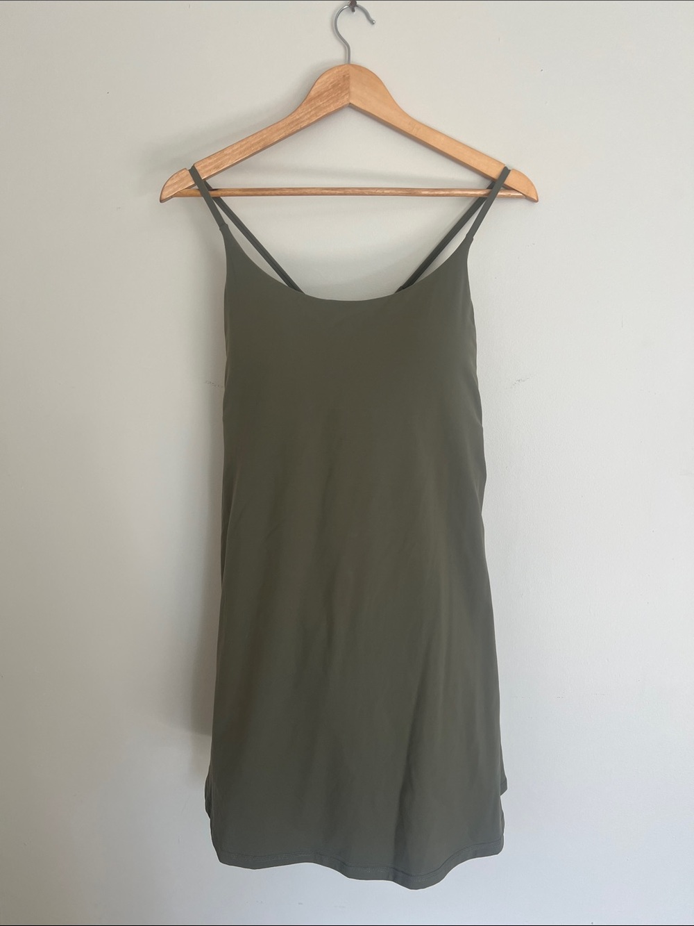 HALARA Olive Green Slip Dress with Double Thin Straps